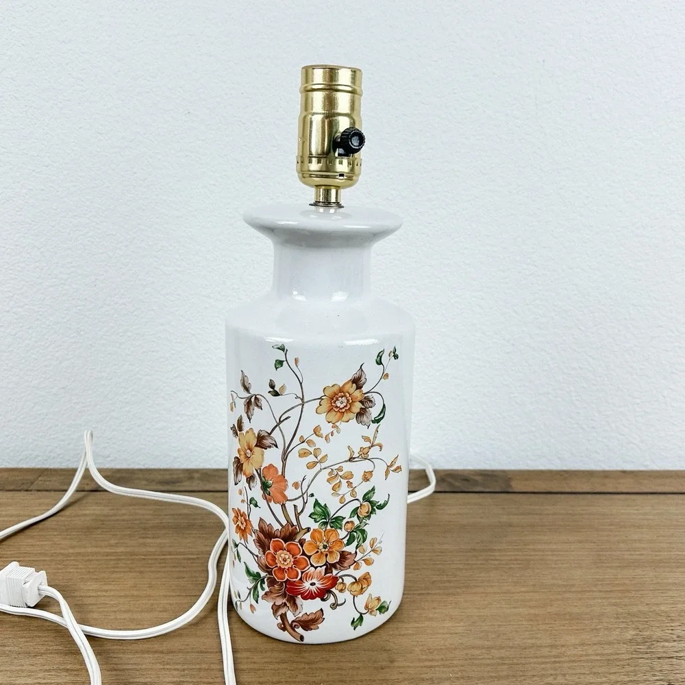 Vintage Tilden-Thurber Porcelain Floral Table Lamp Asian Style‎ Apothecary